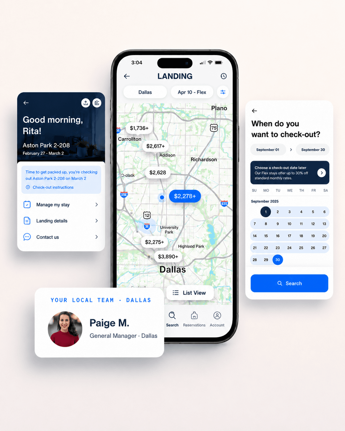 The Landing app on a smartphone