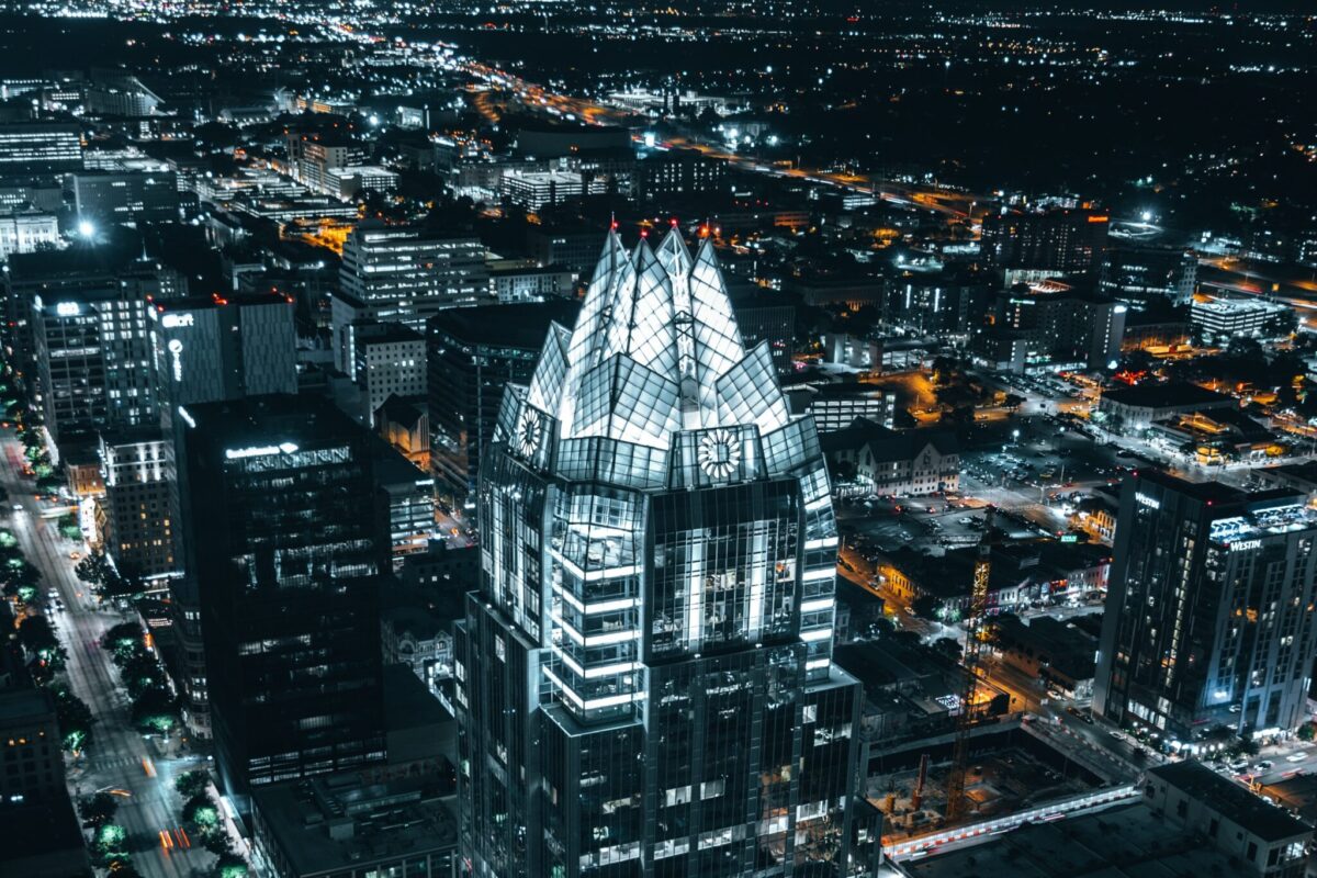 Skyline view of Austin, Texas, at night