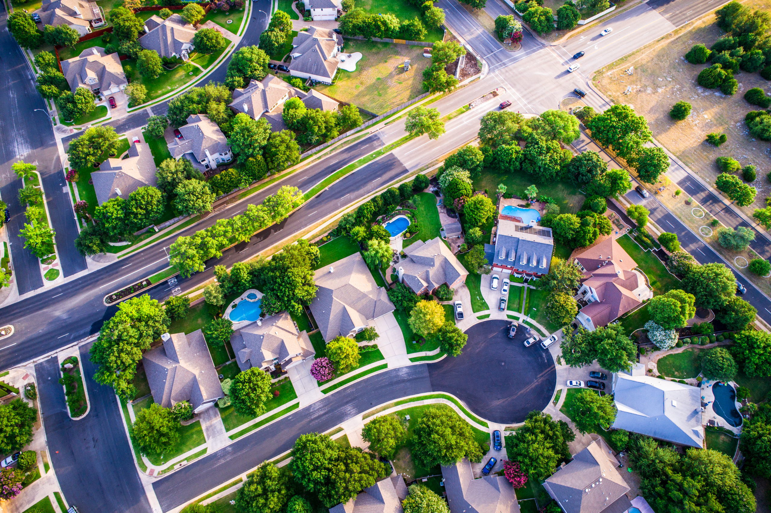 Aerial view of an Austin neighborhood