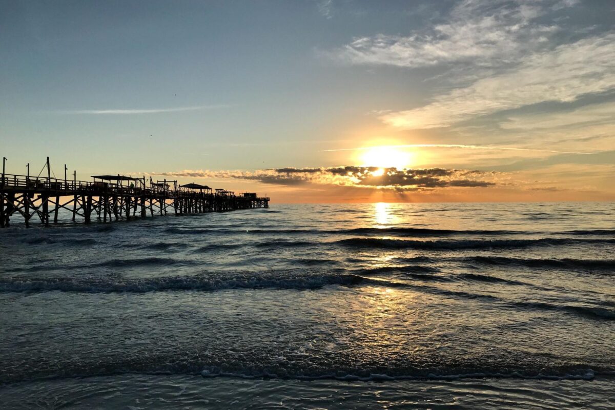 Sunset over the beach in Tampa.