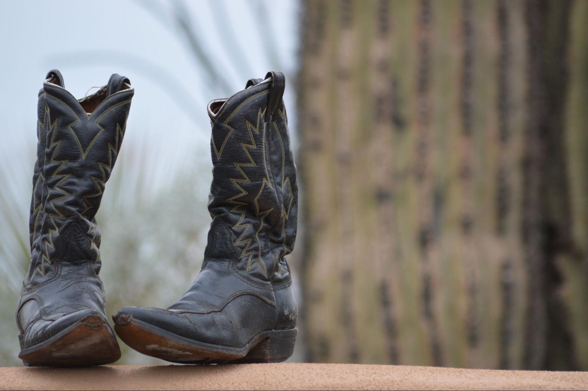 Cowboy boot in Milwood neighborhood in Austin, Texas