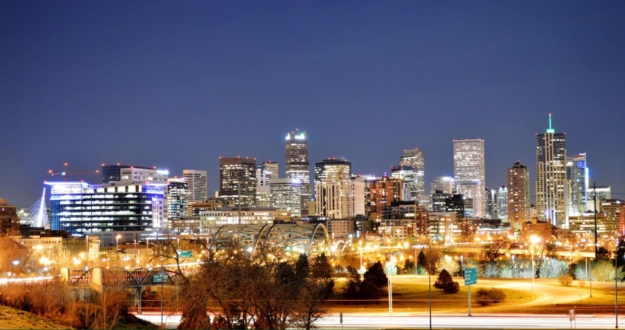 View of Congress Park neighborhood in Denver, Colorado.