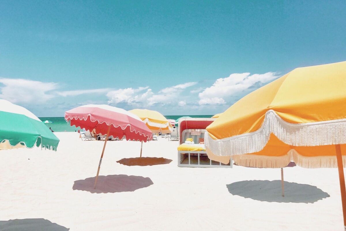 Umbrellas on the beach in Miami, Florida