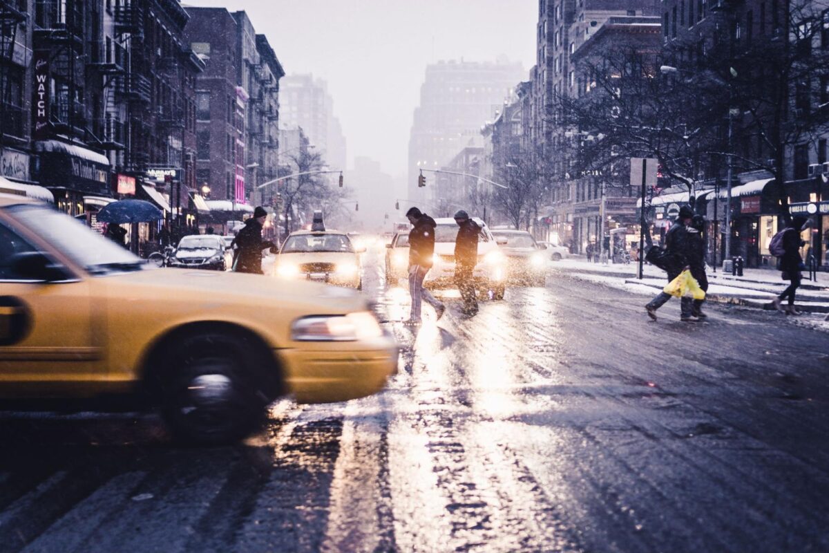 A taxi in the streets of New York City