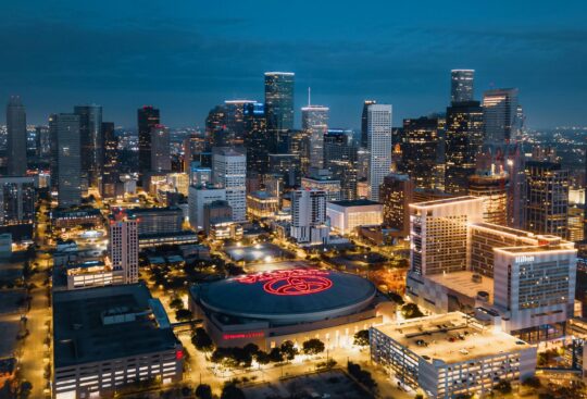 Aerial View of Downtown Houston, Texas at Night