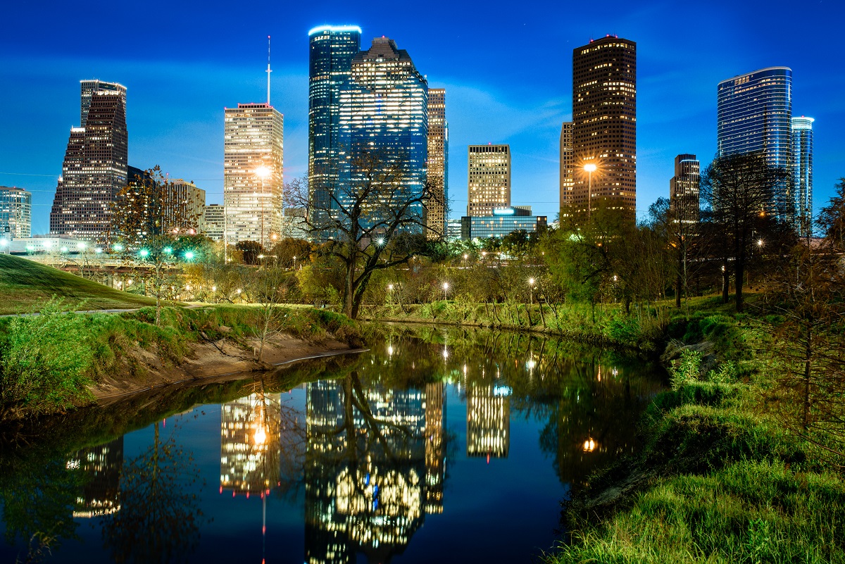 Night view of Houston, Texas.