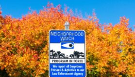 Neighborhood watch sign in a neighborhood.