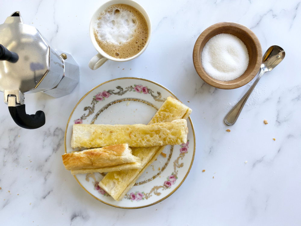 breakfast cuban coffee with bread