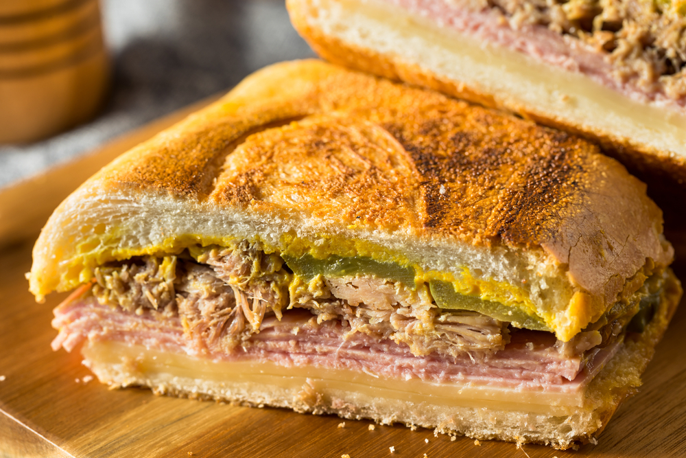 Hearty Homemade Cubano Pork Sandwich with Ham Cheese and Mustard