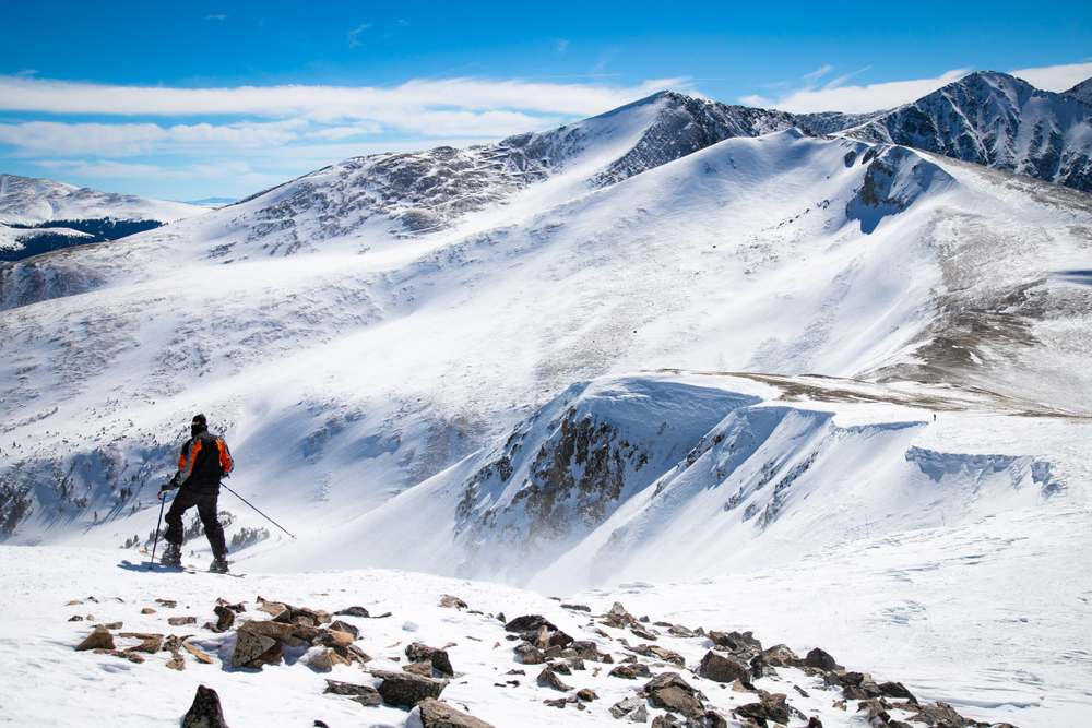 The Breckenridge Mountain with Skier on Peak8