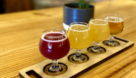 A flight of beers at one of the best breweries in Austin, Texas.