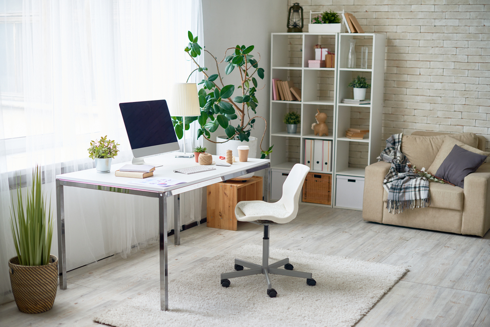 A spare room being used as a home office.