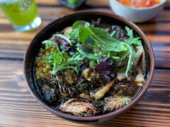 Vegetable ramen soup at one of the best vegetarian restaurants in Austin.