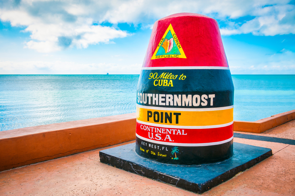 The southernmost point in the continental U.S. in Key West, Florida.