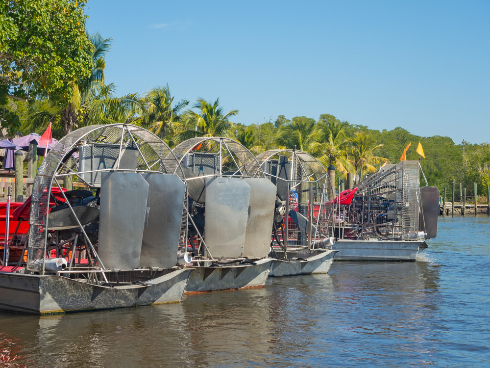 Everglades city, Florida, United States of America. Airboat tours at the mangrove forest