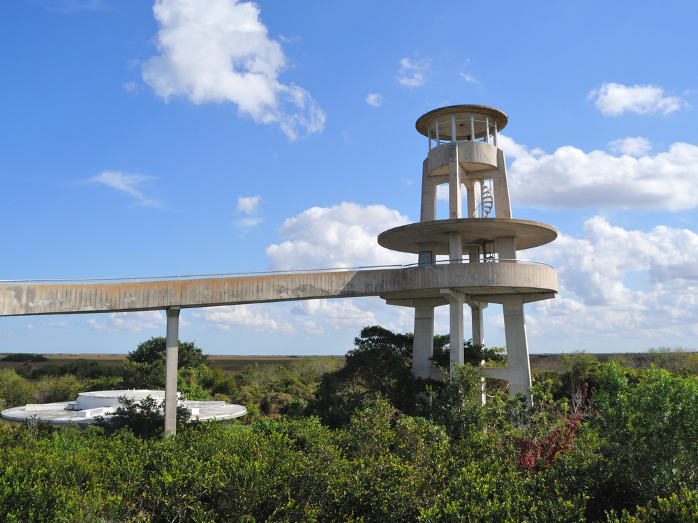 Everglades National Park spiral ramp way and platform of the Shark Valley observation tower
