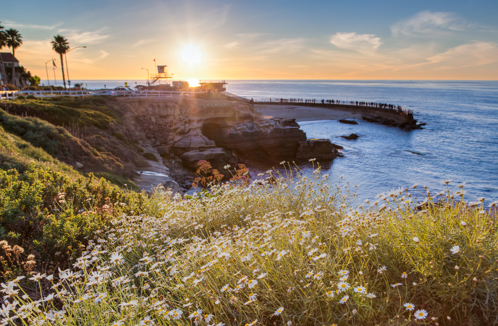 Beautiful Sunset at La Jolla cove beach, San Diego, Southern California, USA