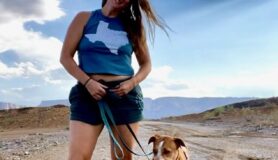 Solo traveler Jess Goudreault and her dog and cat.