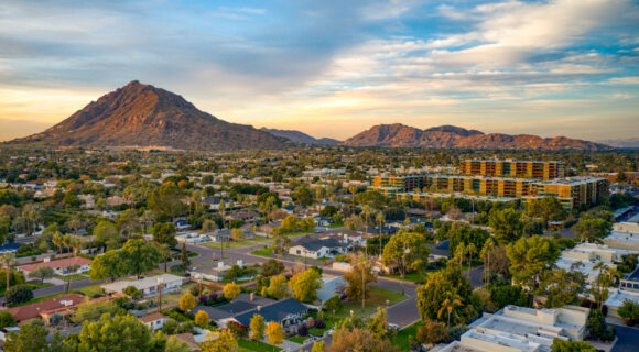 Sunset over Scottsdale, Arizona, a city with the best weather in the U.S.