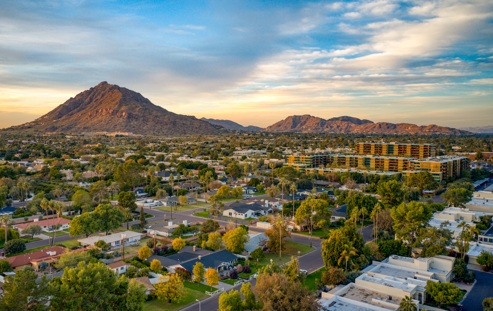 Sunset over Scottsdale, Arizona, a city with the best weather in the U.S.