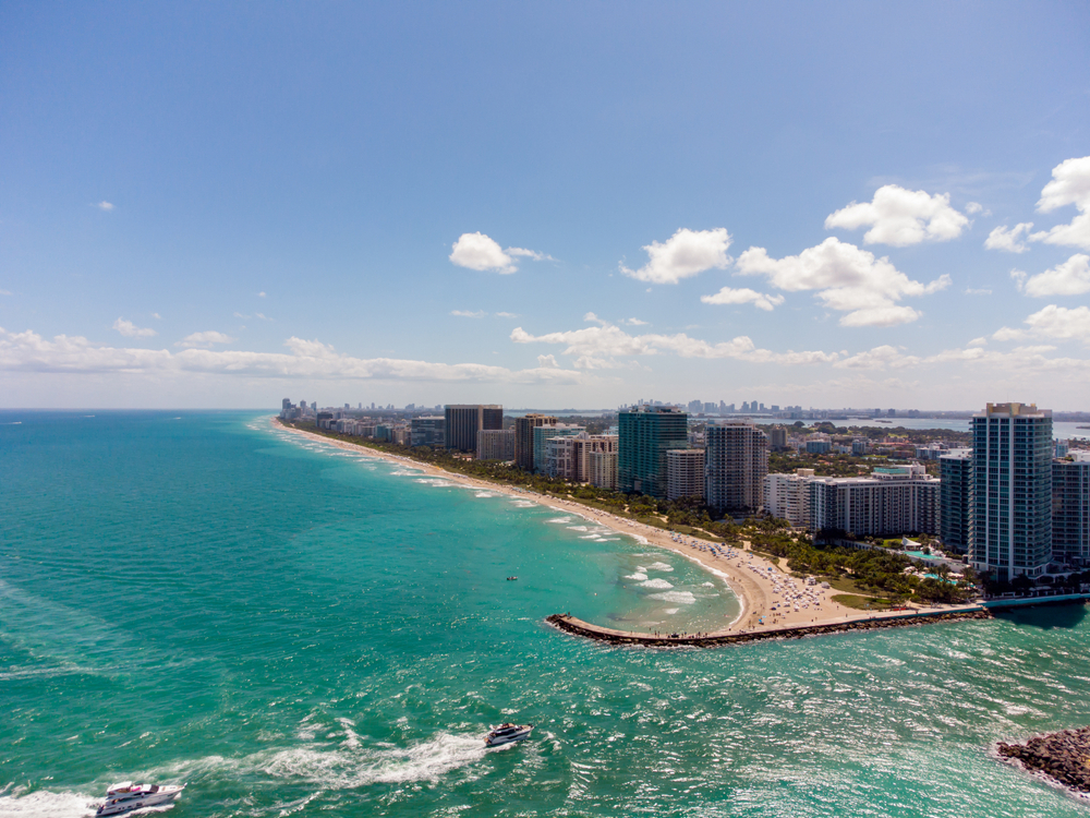 Aerial photo Miami Inlet Bal Harbour Beach and Jetty