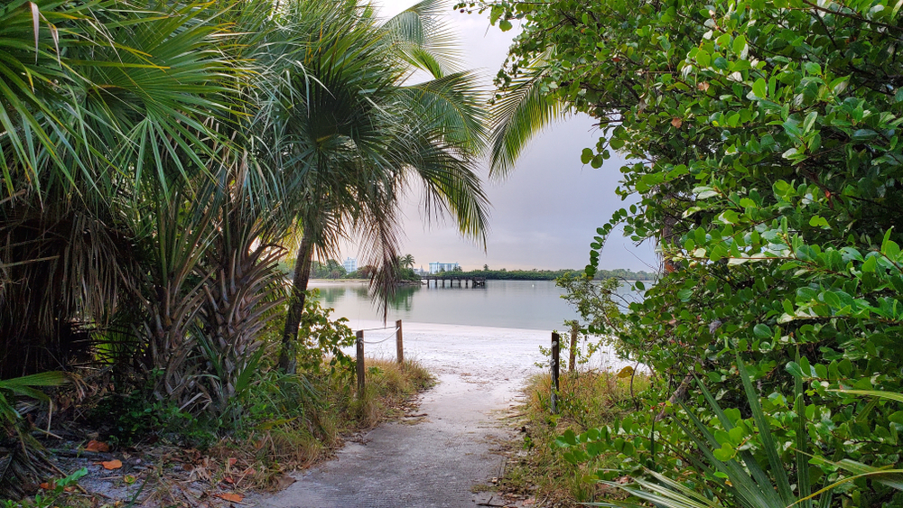 Beach entrance at Oleta River State Park in North Miami Beach, FL Beach entrance at Oleta River State Park in North Miami Beach, FL