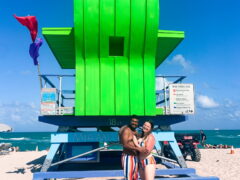 Landing members Madison and Ivan enjoy the beautiful beaches in Miami, Florida.