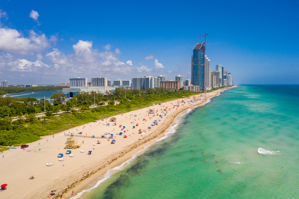 Miami aerial Haulover Park beach scene