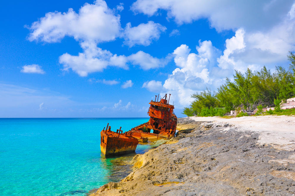 Shipwreck in Bimini, Bahamas. 