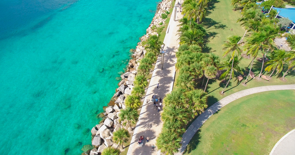 South Beach, Miami Beach. Florida. Aerial view. Paradise. South Pointe Park and Pier South Beach, Miami Beach. Florida. Aerial view. Paradise. South Pointe Park and Pier