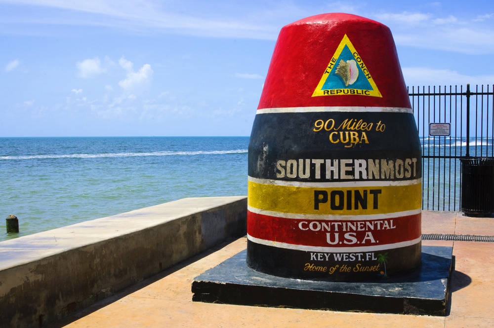 Southernmost point in continental USA in key west,florida