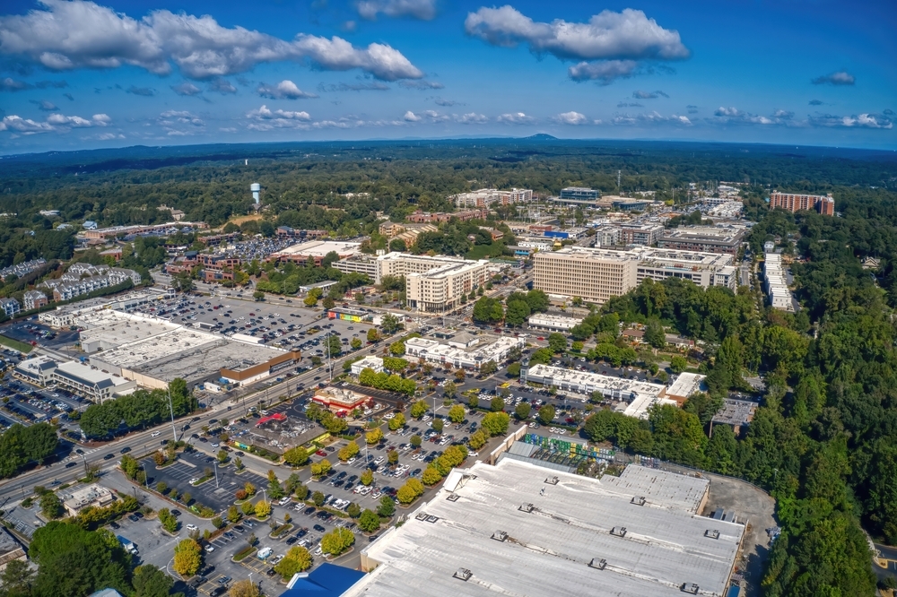Aerial View of the Atlanta Suburb of Sandy Springs, Georgia
