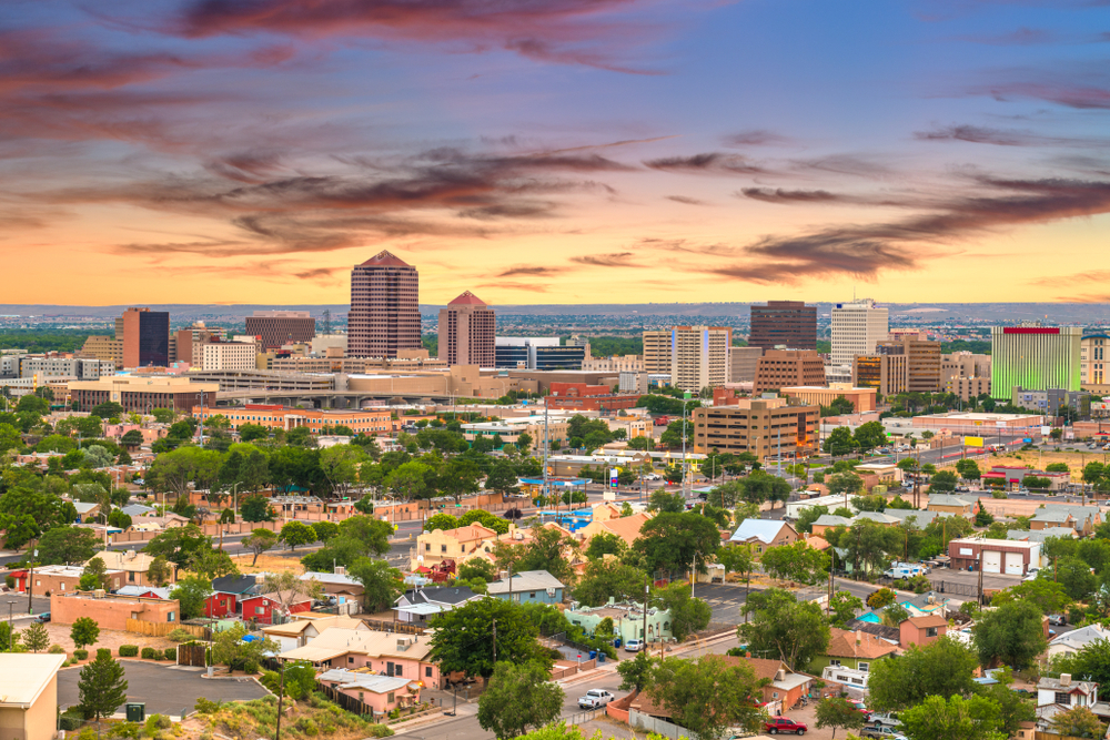 Albuquerque, New Mexico, USA downtown cityscape at twilight. Albuquerque, New Mexico, USA downtown cityscape at twilight.