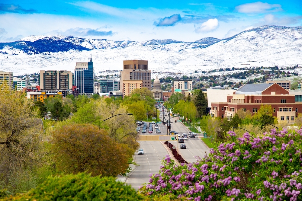 Spring snow on the foothills above downtown Boise, Idaho