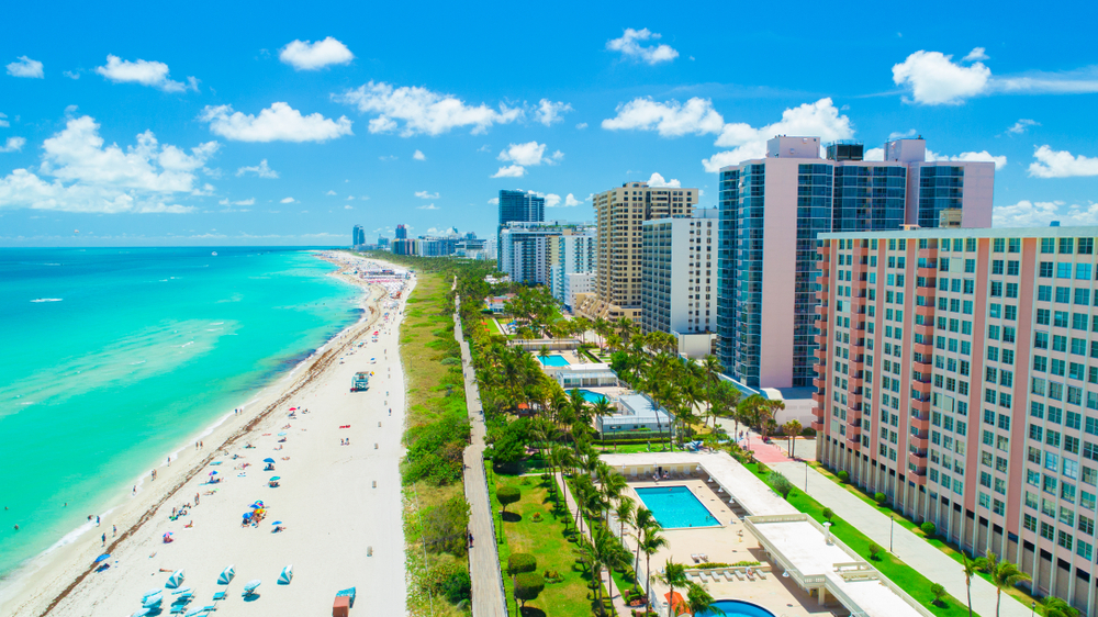 Aerial view of South Beach, Miami Beach, Florida, USA. Aerial view of South Beach, Miami Beach, Florida, USA.