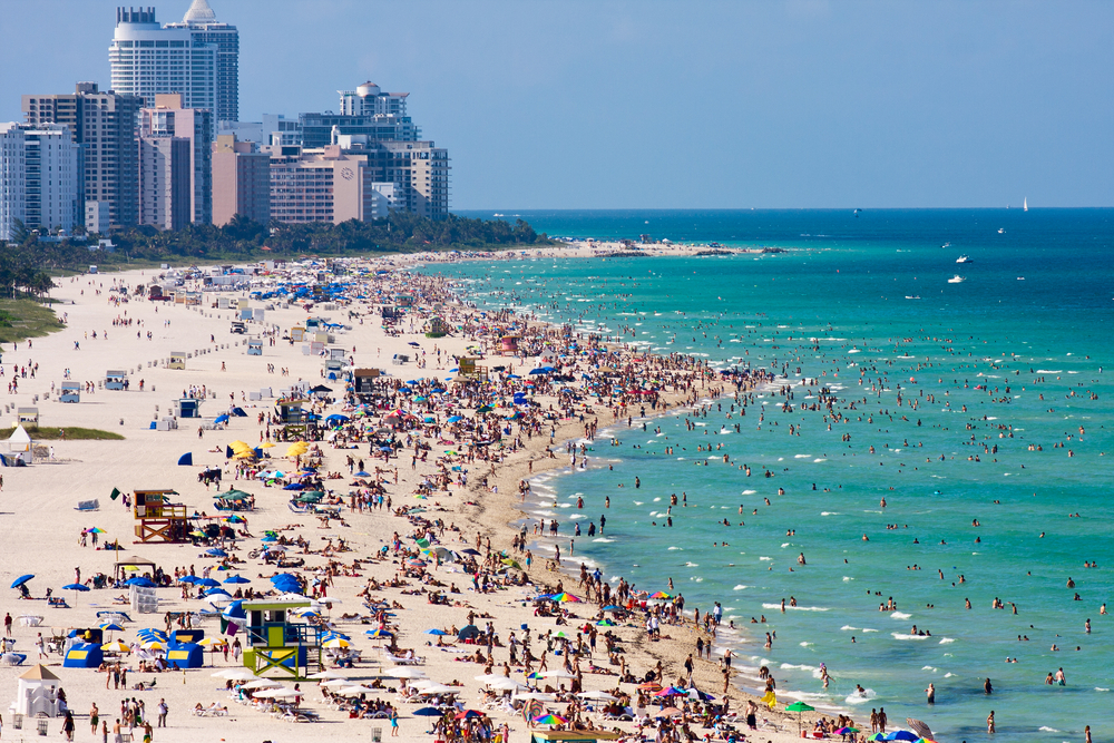 Miami south beach, view from port entry channel.