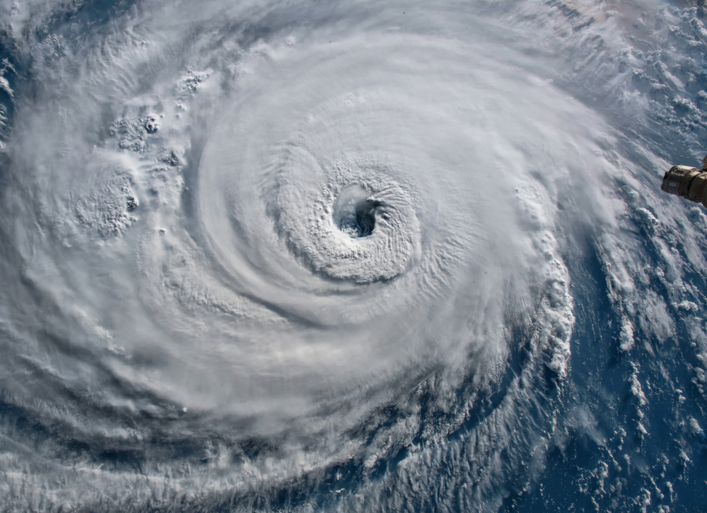 Satellite view. Hurricane Florence over the Atlantics close to the US coast . Elements of this image furnished by NASA.