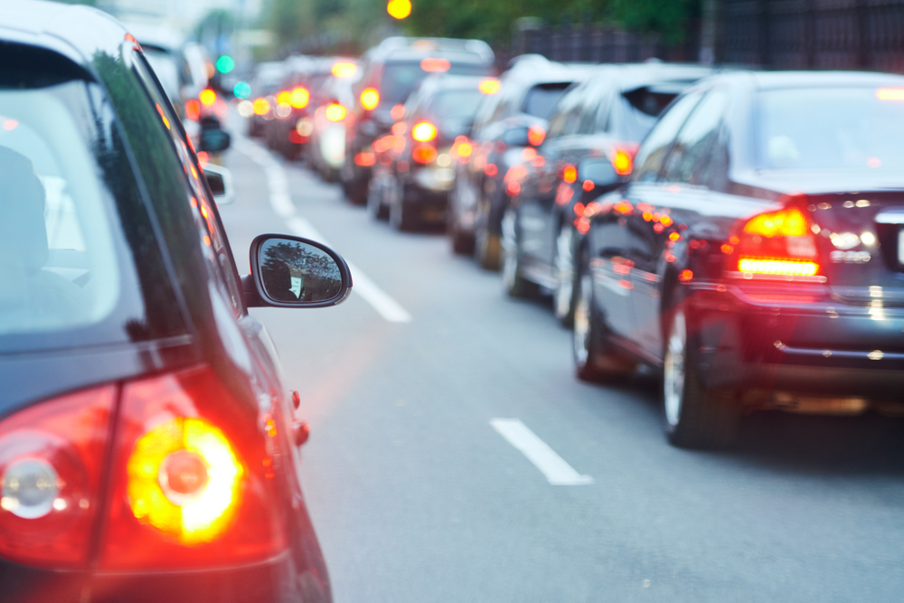 traffic jam in a city street road traffic jam in a city street road