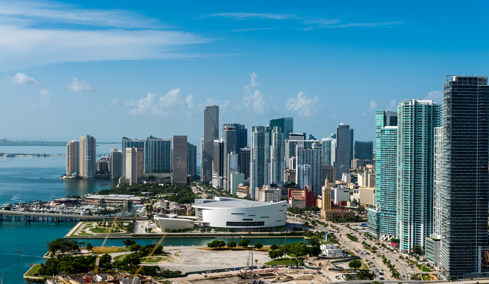 Aerial view of downtown Miami. All logos and advertising removed. Aerial view of downtown Miami. All logos and advertising removed.