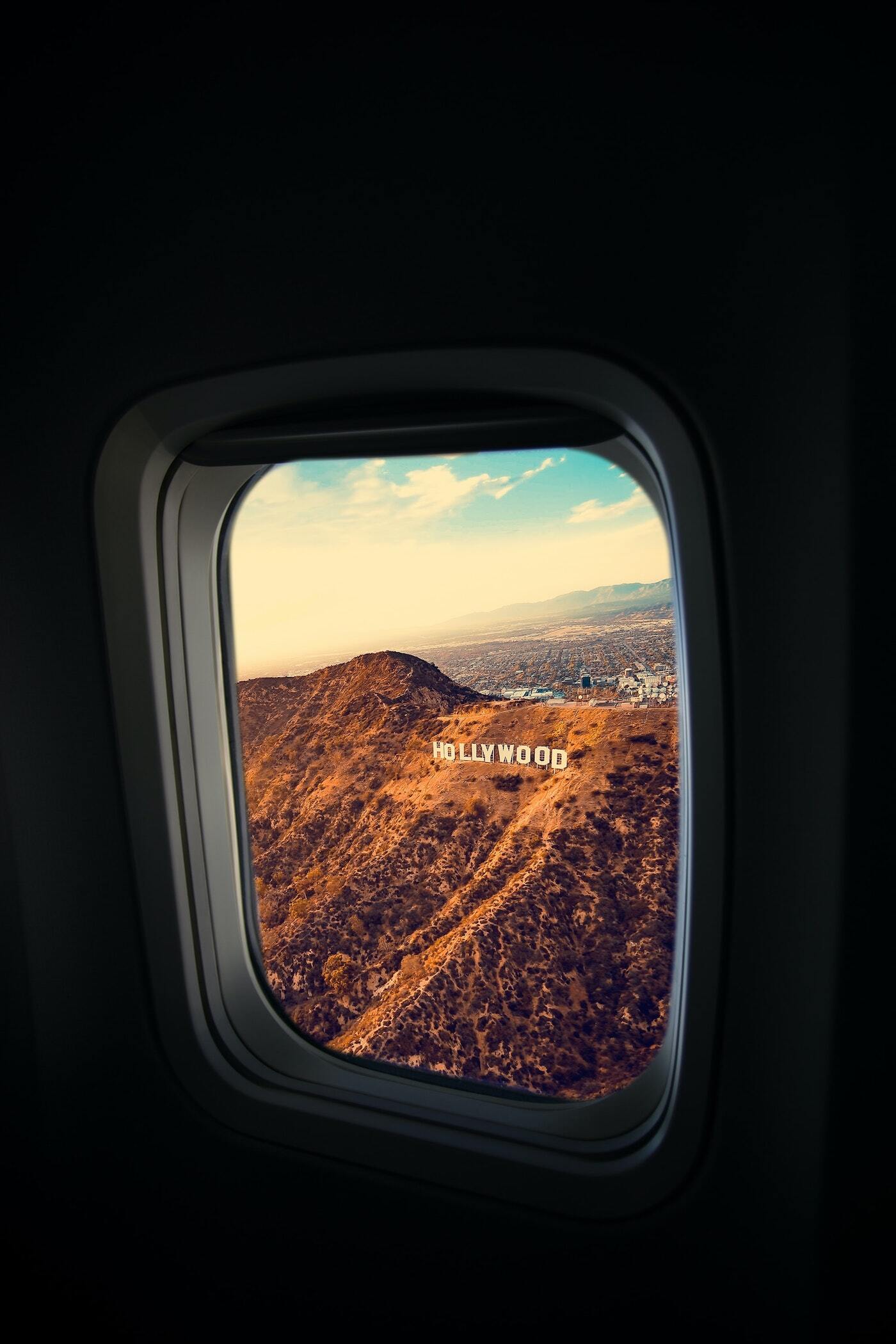 hollywood sign from an airplane view. Hollywood Sign from an airplane view.