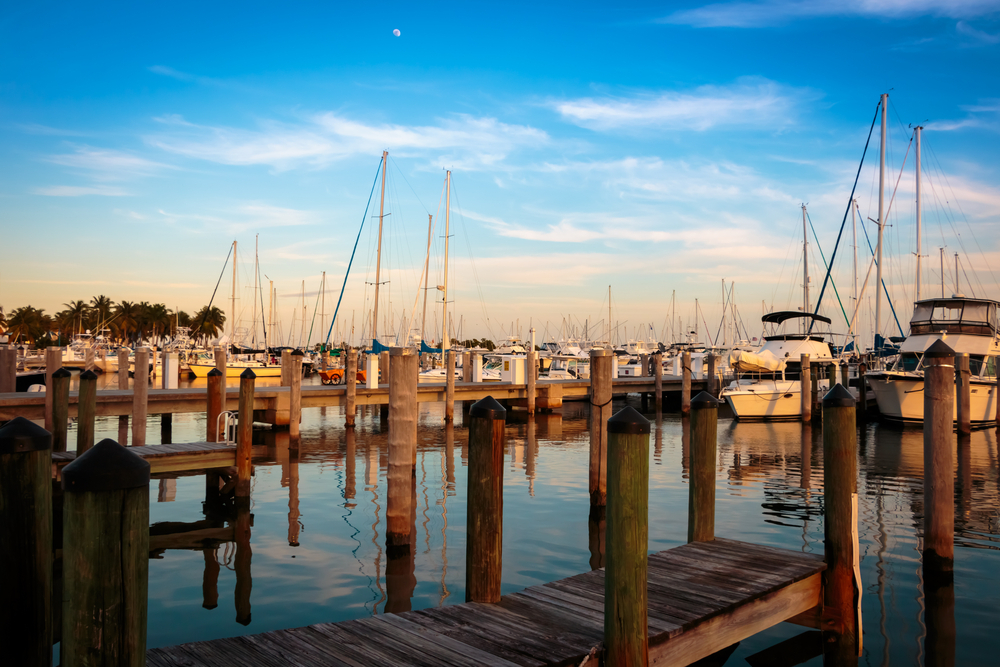 Dinner Key Marina in the Coconut Grove district of Miami Florida