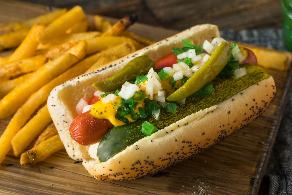 The Chicago-style hot dog is one of the famous foods Chicago is known for.