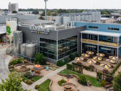 Drone shot of Karbach Brewing Co., one of the best breweries in Houston, Texas.