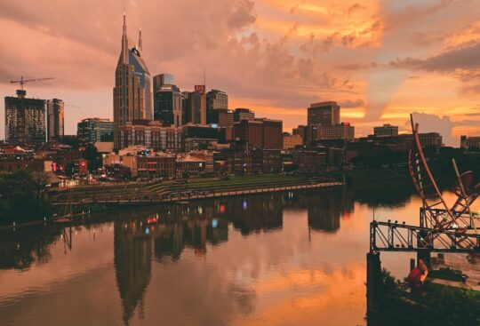 Nashville skyline at sunset