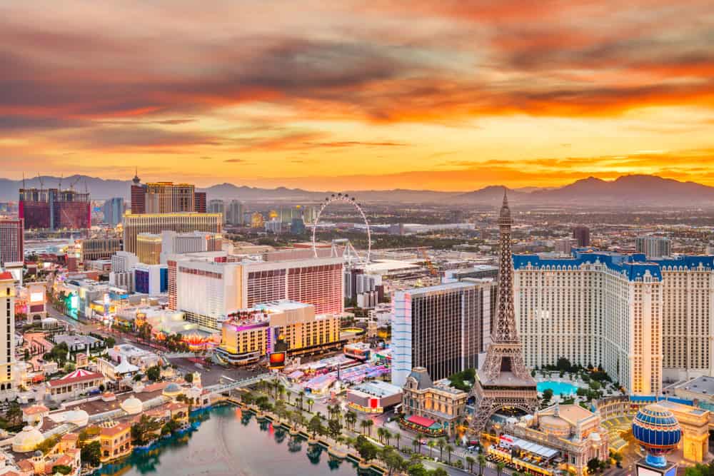 Las Vegas, Nevada, USA skyline over the strip at dusk. Las Vegas, Nevada, USA skyline over the strip at dusk.