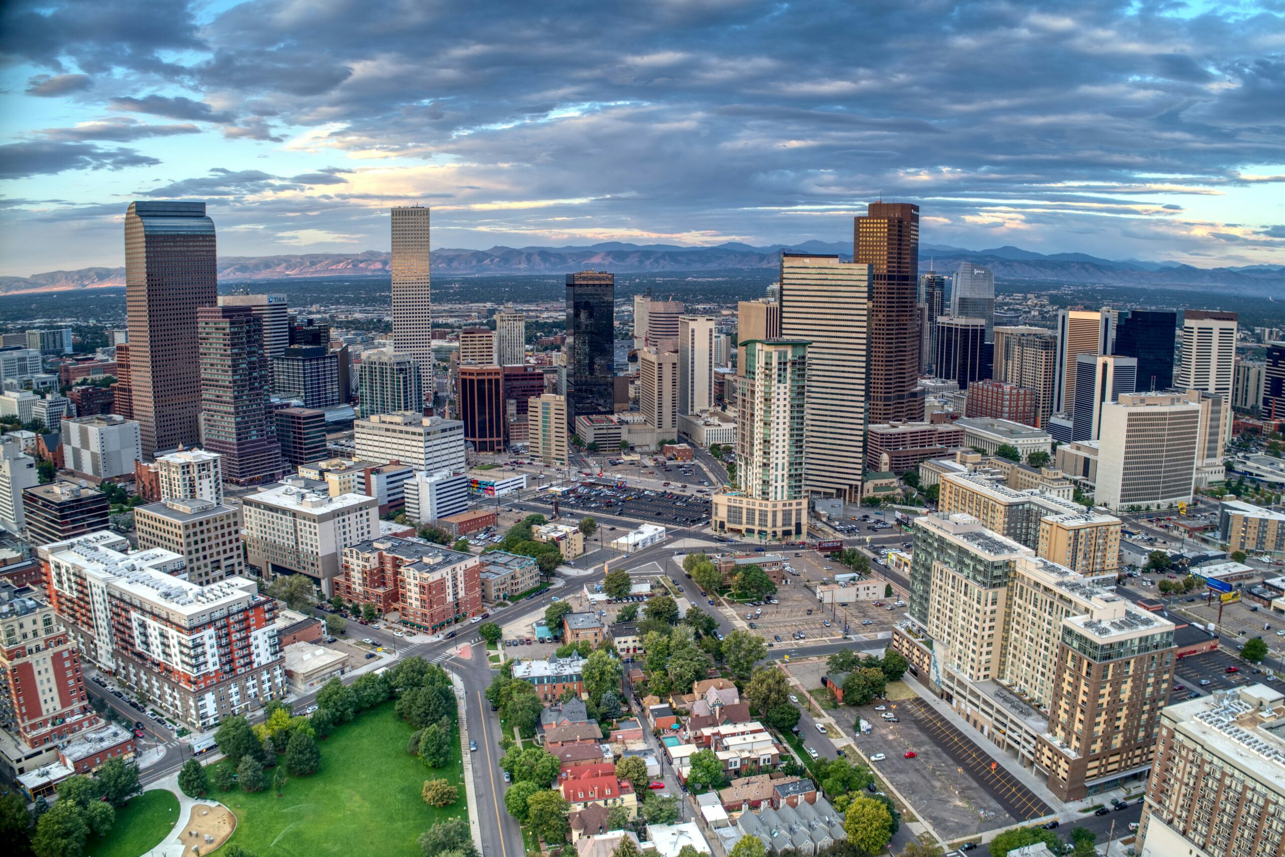 image of the city of denver with clouds