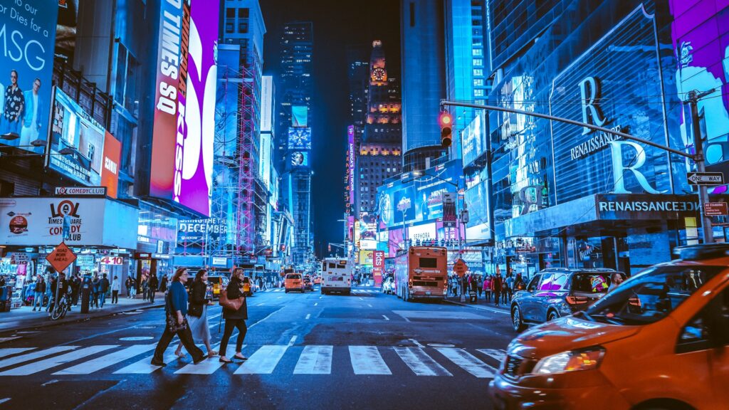 People walking around New York City