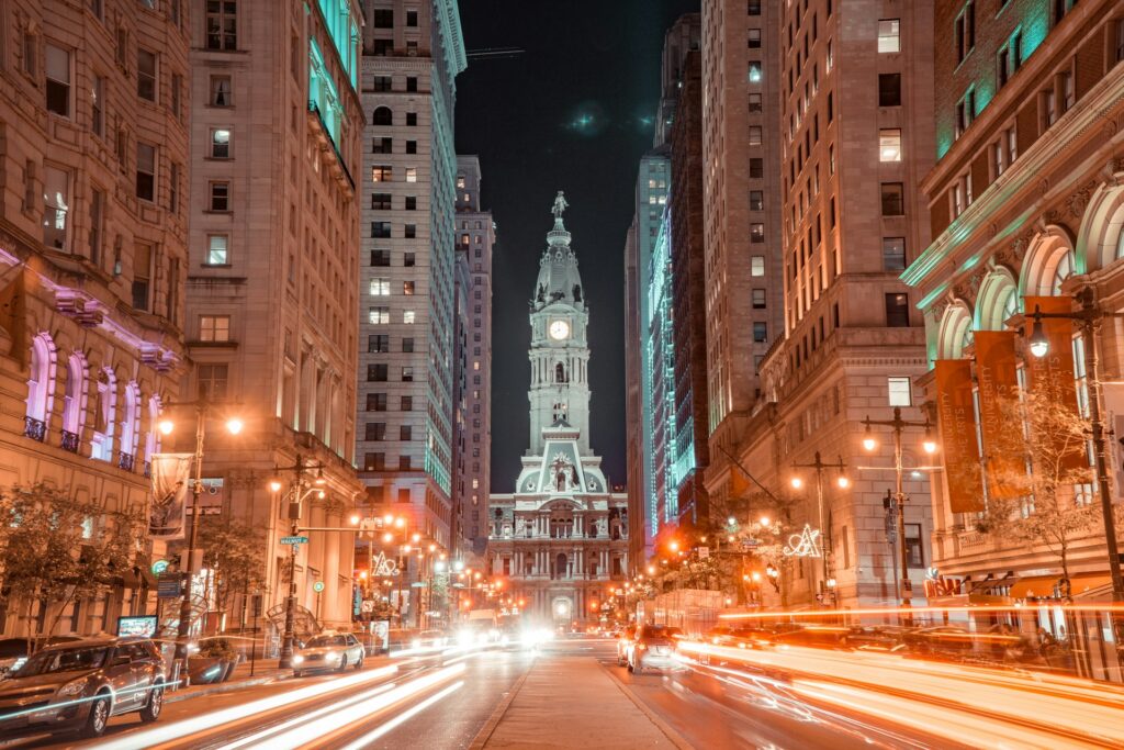 Philadelphia streets at night