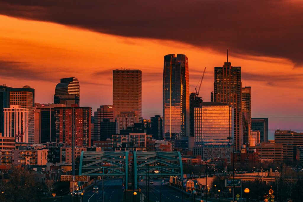 Denver, Colorado during sunset
