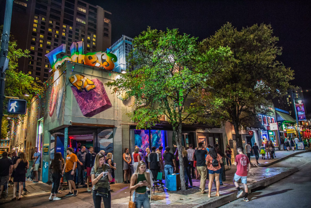 People enjoying Austin's night life at 6th Street